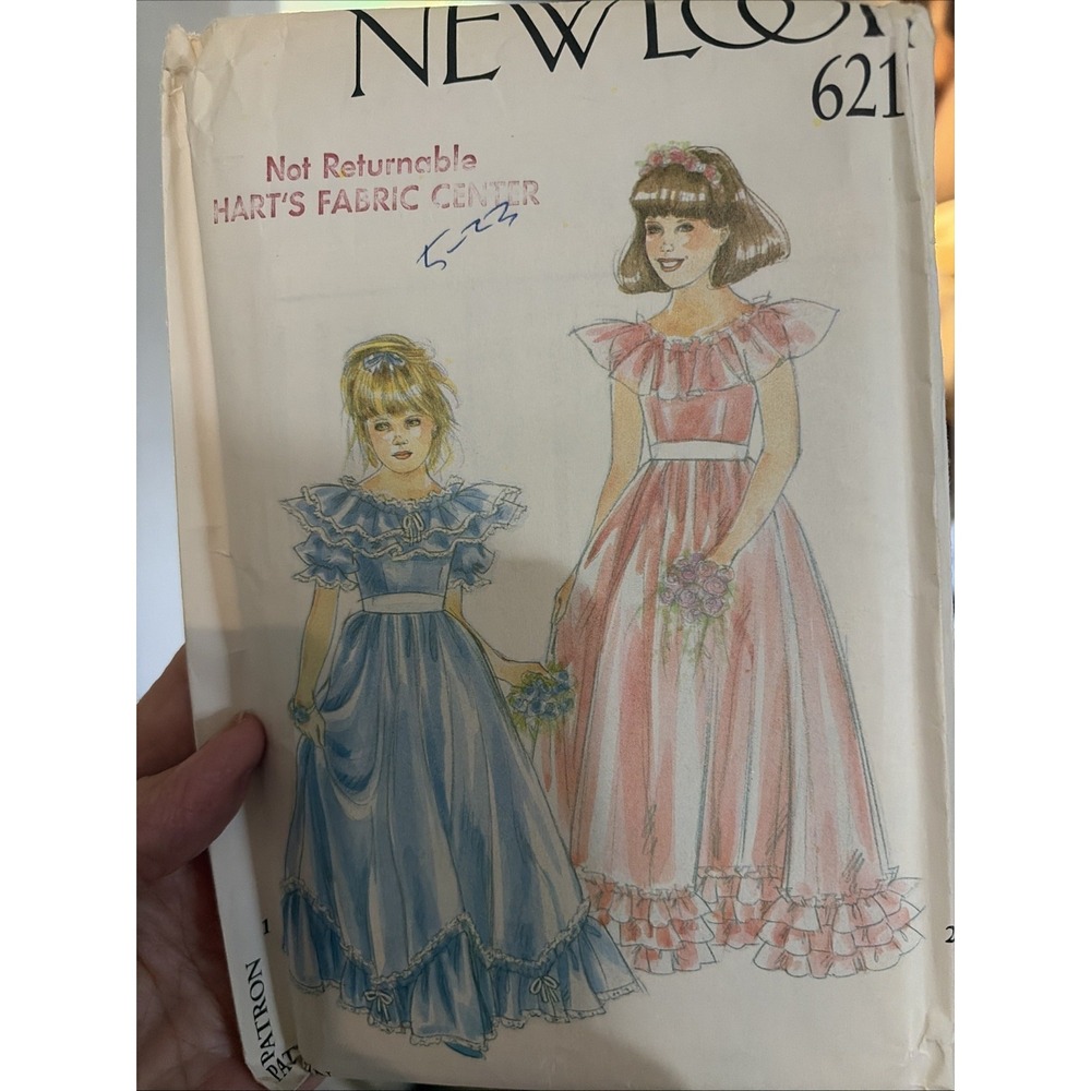 Vintage New Look 6211 Girls Dress Sewing Pattern Size 3-7 Uncut Ruffle Gown